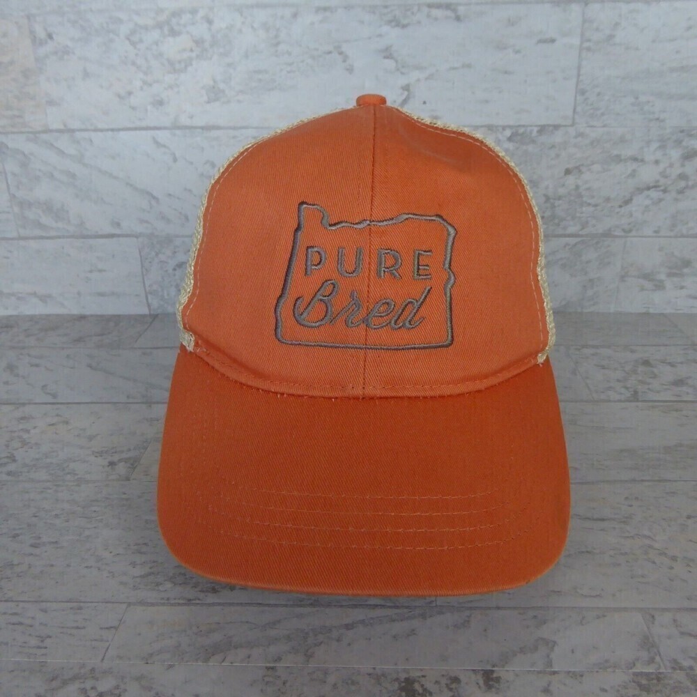 Pure Bred Oregon Hat Orange Ivory Mesh Snapback Trucker Style Cap Organic